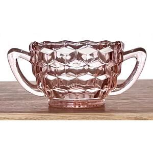 Cube Pink by Jeannette Open Sugar Bowl Vintage Replacement Discontinued